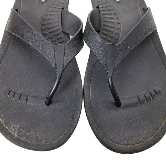 Okabashi Womens L Black Rubber Slip On Flip Flops Thongs Sandals Casual Summer - Picture 3 of 7